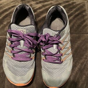 Merrell Gray and Purple Sneakers with Orange Accents